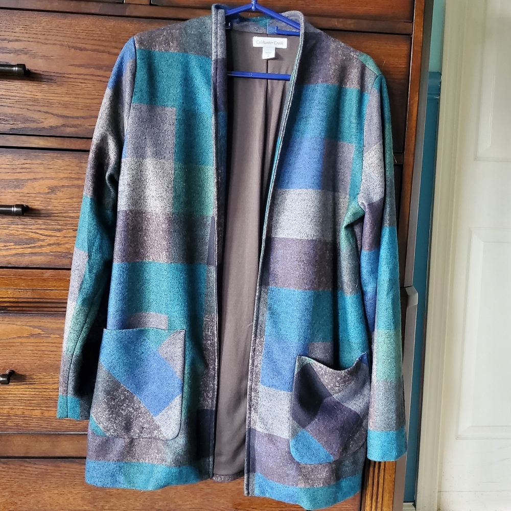Coldwater Creek Plaid Open Front Jacket